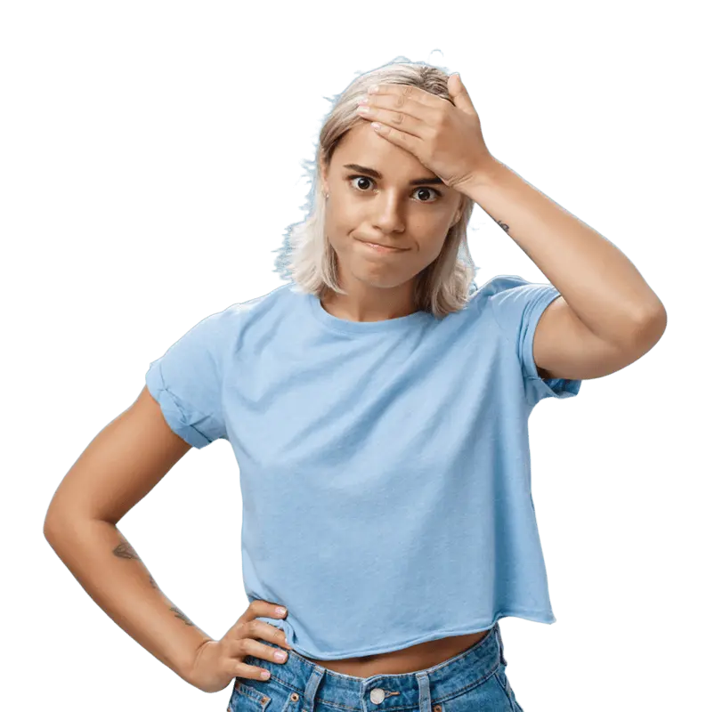 Femme à l'air désolé illustrant une ressource temporairement indisponible sur Maîtrise Admin
