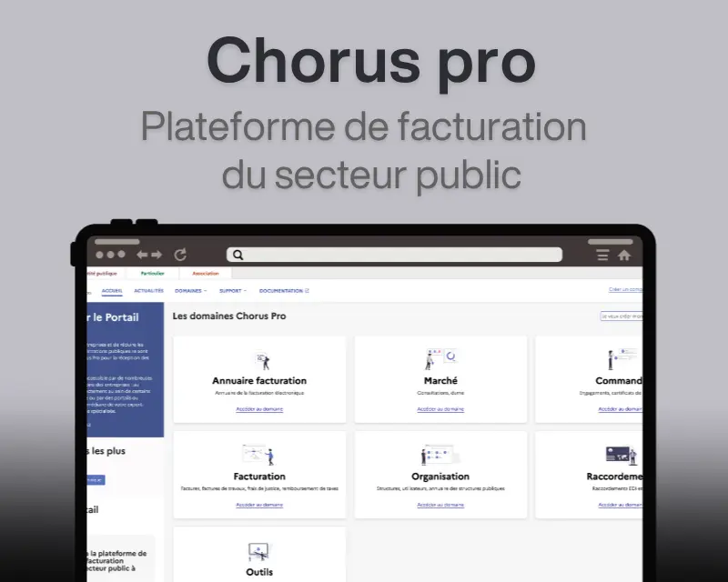 Ordinateur affichant le site web de chorus pro illustrant un article sur son fonctionnement, le dépôt des factures, des conseils pratiques et les évolutions en 2026